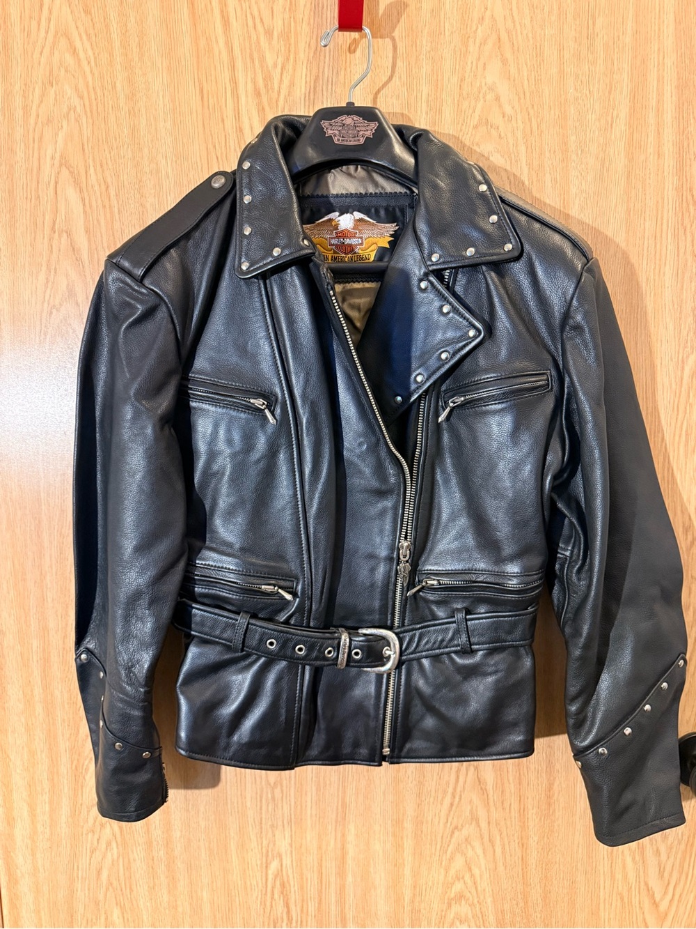 Vintage 1992 Harley Davidson Leather Eagle Studded Moto Jacket M